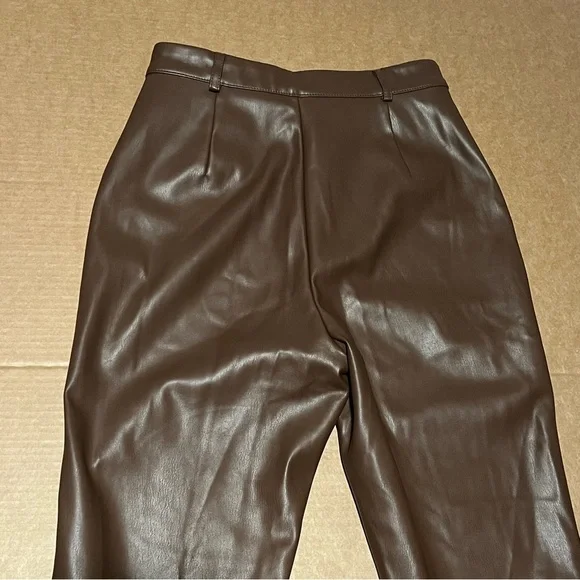 Meshki faux leather Pants, chocolate brown, highwaisted, bootcut size S, NWOT - Picture 6 of 14
